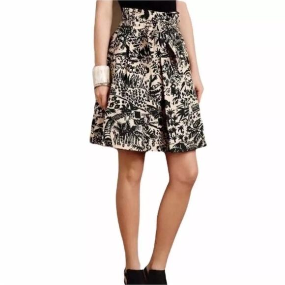 COREY LYNN CALTER Anthropologie Pleated A-Line Tropical Print Skirt size 8 - Picture 7 of 7